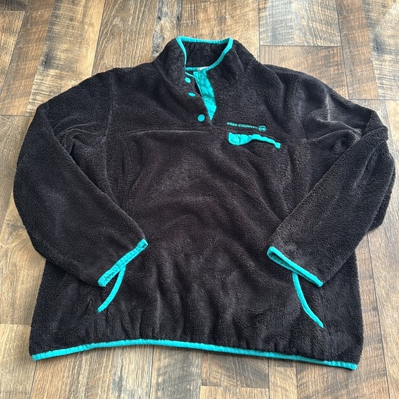 Free Country | Women's Pullover 2XL Black Faux Fur Sherpa Fleece Three button - Picture 1 of 9